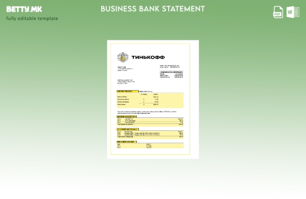модерен стил цврста изјава на Tinkoff Bank Шаблон Word и PDF